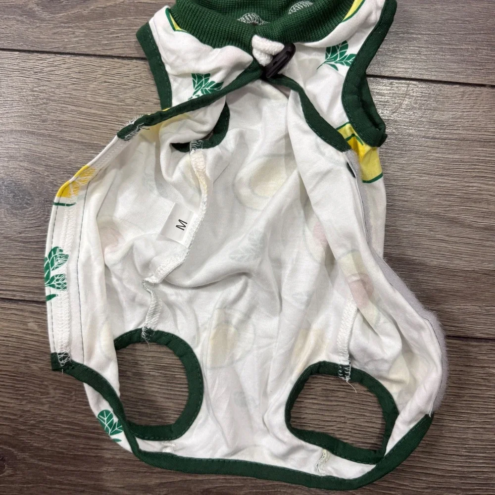Medium Dog Clothing Avocado Fruit Print Romper Green White Pet Jumpsuit M